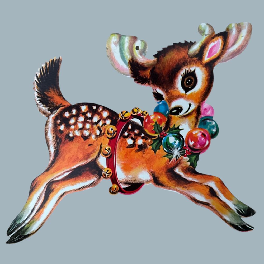 VTG Reindeer Die Cut Wall Decoration 17" Retro Christmas Deer Holiday Decor